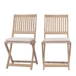Drawer LINA Lot de 2 chaises pliantes de jardin en bois