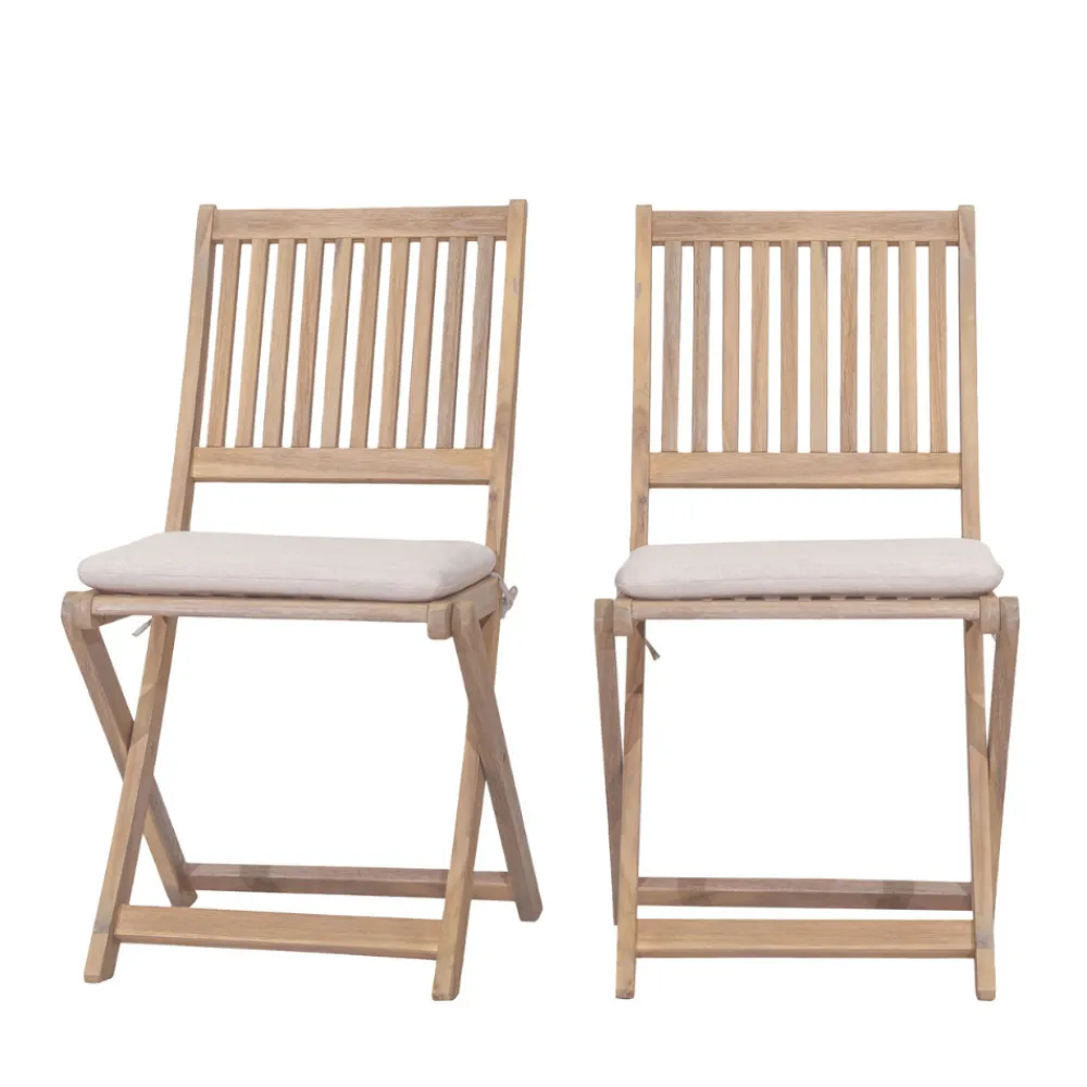 Drawer LINA Lot de 2 chaises pliantes de jardin en bois