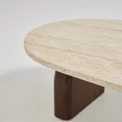 Drawer LIPALI Table basse en effet travertin et bois 100x60cm