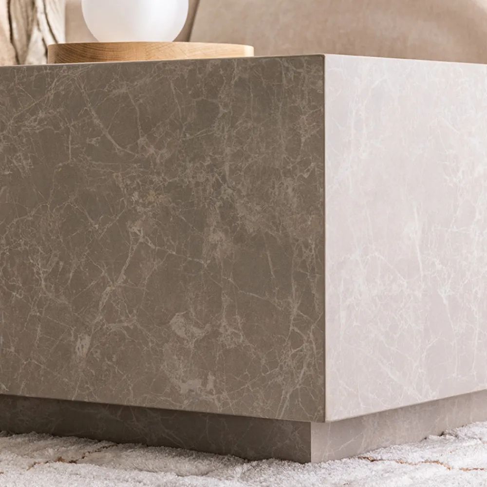 Drawer LIPANI Table basse carrée effet marbre 90x90cm
