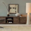 Woood LOFT Lampadaire à rayures en métal et tissu bouclette H130cm