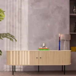 Drawer LUCIE Meuble TV aux portes coulissantes en bois et métal L200cm