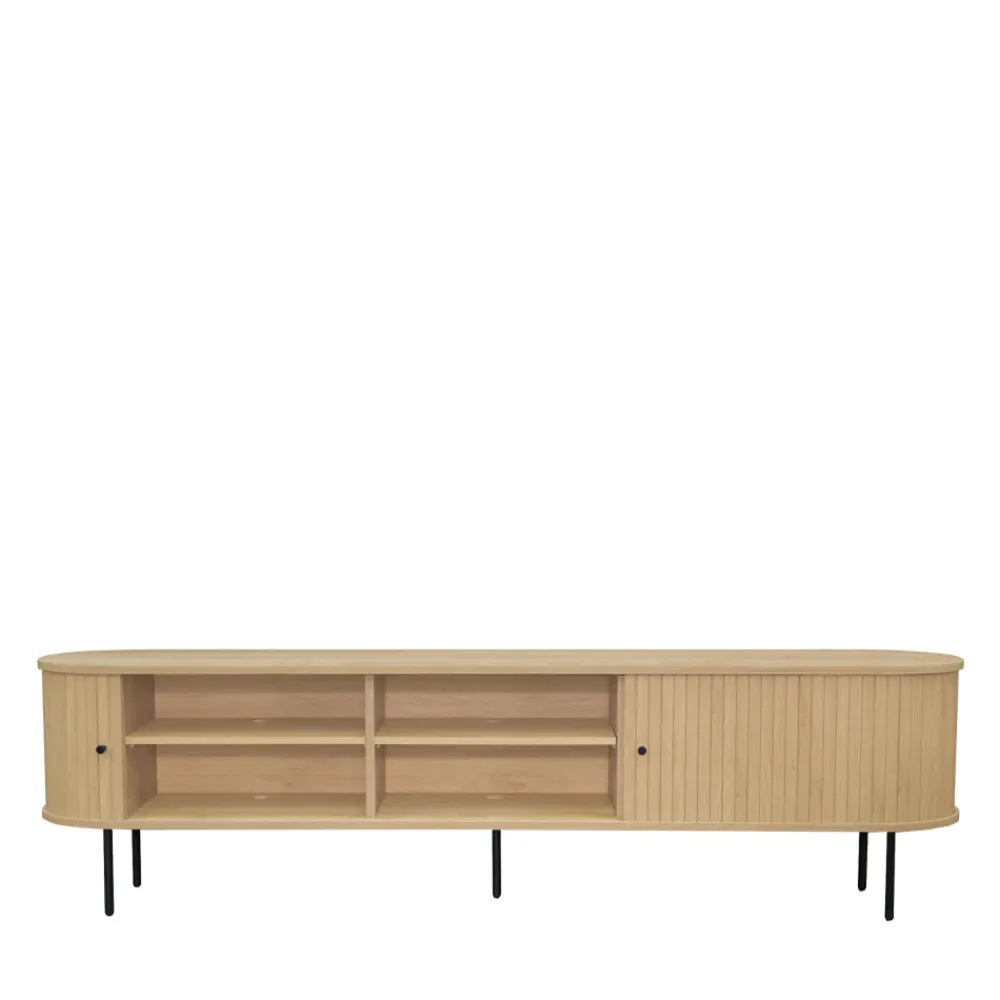 Drawer LUCIE Meuble TV aux portes coulissantes en bois et métal L200cm