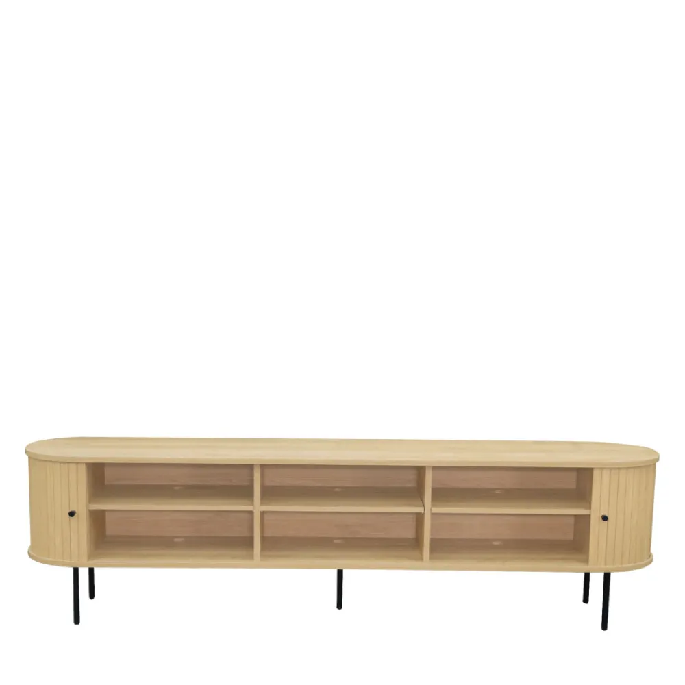 Drawer LUCIE Meuble TV aux portes coulissantes en bois et métal L200cm