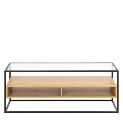 Drawer LUMA Meuble TV en verre, bois et métal L120cm