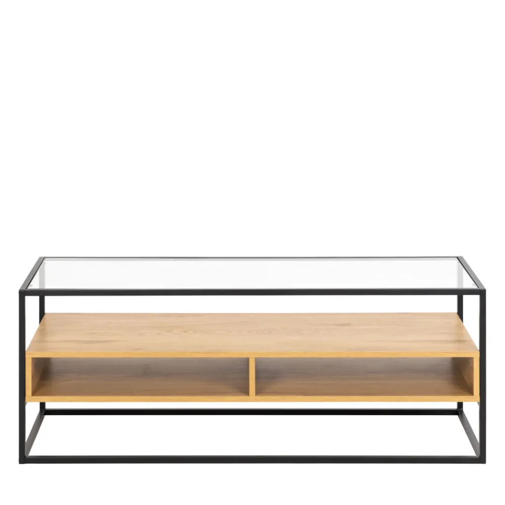 Drawer LUMA Meuble TV en verre, bois et métal L120cm