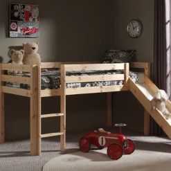 Enfant Drawer LUNA Lit enfant mezzanine avec toboggan en bois 90x200cm