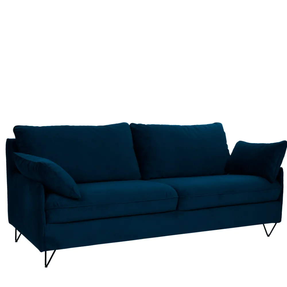 Drawer LUNERY Canapé 4 places convertible en velours pieds épingles noirs