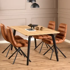 Drawer LUNKA Table à manger 4 personnes en bois et métal