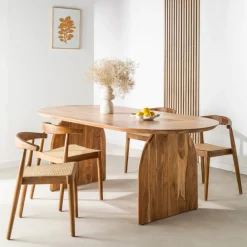 Drawer MALANG Table à manger 8 personnes en bois massif d'acacia