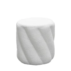 Drawer MALLOW Pouf rond en tissu bouclette ø37cm
