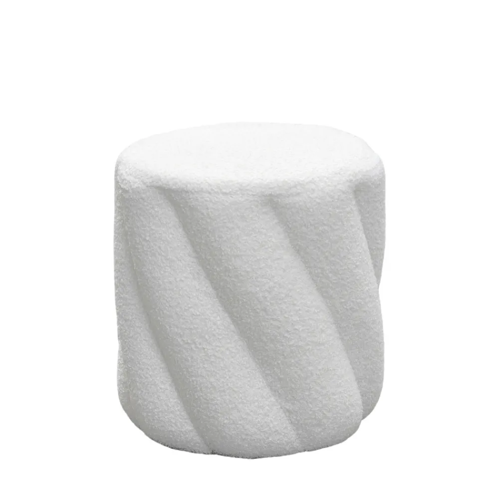 Drawer MALLOW Pouf rond en tissu bouclette ø37cm