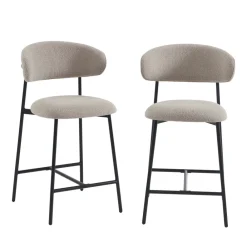 No name MANEL Lot de 2 tabourets de bar en tissu et métal H66cm