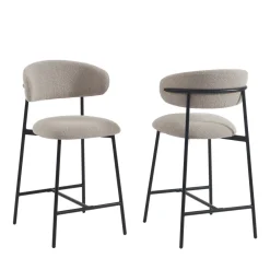 No name MANEL Lot de 2 tabourets de bar en tissu et métal H66cm