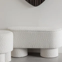 No name MARCOS Banc arrondi en tissu bouclette L93cm