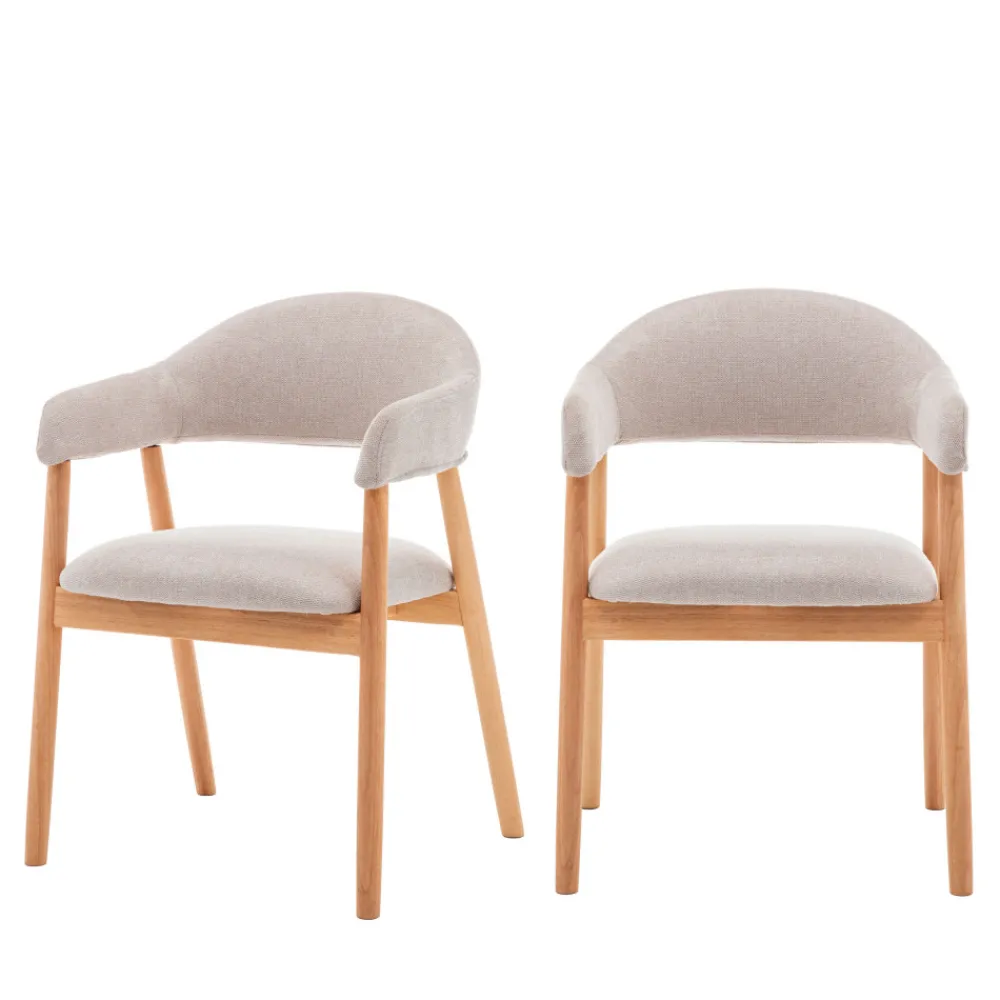 Drawer MARINA Lot de 2 fauteuils de table en tissu et bois