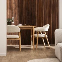 Drawer MARINA Lot de 2 fauteuils de table en tissu bouclette et bois