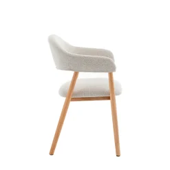 Drawer MARINA Lot de 2 fauteuils de table en tissu bouclette et bois