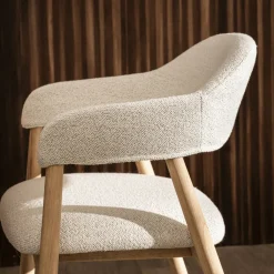 Drawer MARINA Lot de 2 fauteuils de table en tissu bouclette et bois