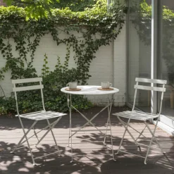 Drawer MARSEILLE Ensemble table de jardin pliante ronde bistrot et 2 chaises en métal