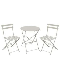 Drawer MARSEILLE Ensemble table de jardin pliante ronde bistrot et 2 chaises en métal