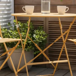 Drawer MARSEILLE Ensemble table de jardin pliante ronde bistrot et 2 chaises en métal