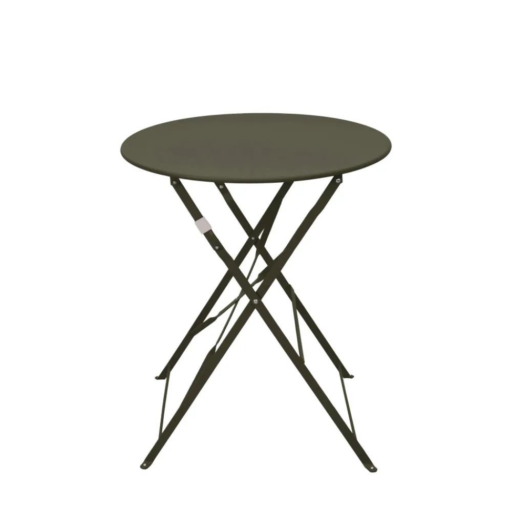 Drawer MARSEILLE Ensemble table de jardin pliante ronde bistrot et 2 chaises en métal