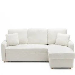 Drawer MATERA Canapé d'angle réversible convertible 3 places en tissu bouclette avec coffre