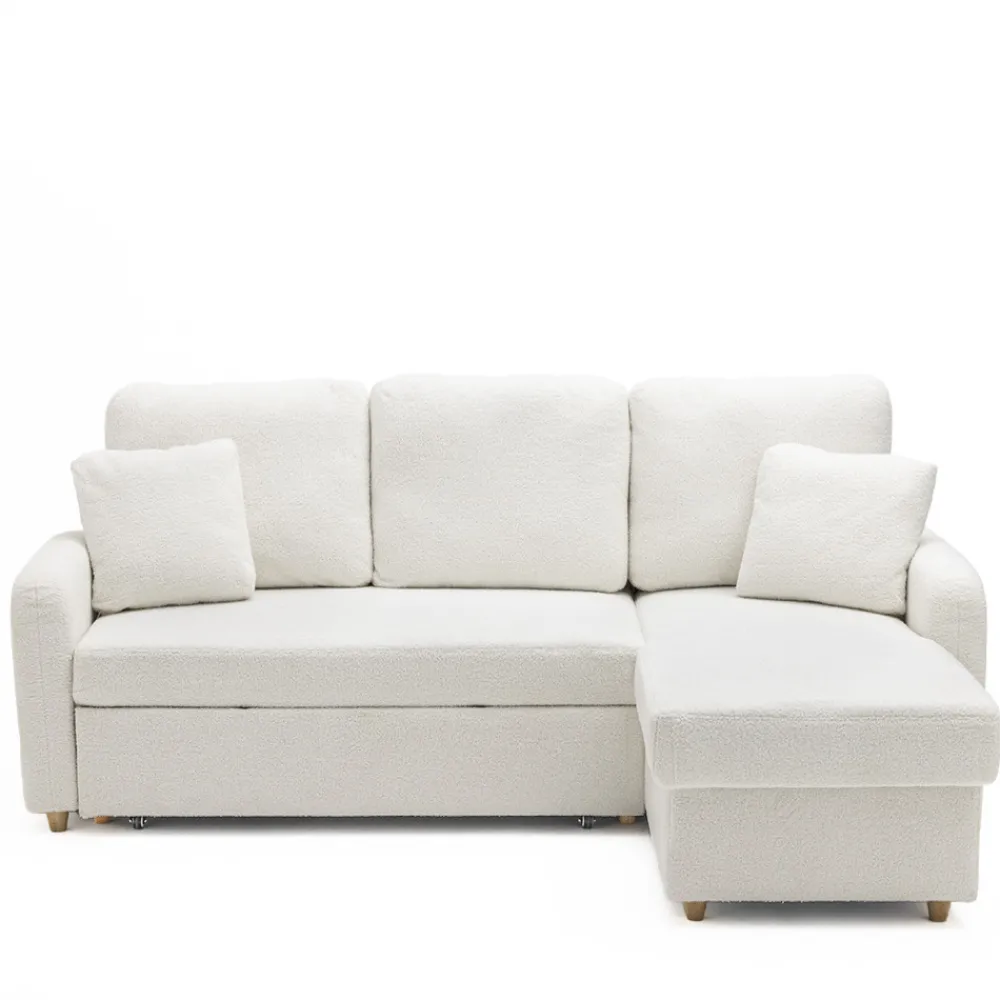 Drawer MATERA Canapé d'angle réversible convertible 3 places en tissu bouclette avec coffre