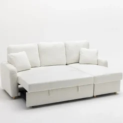 Drawer MATERA Canapé d'angle réversible convertible 3 places en tissu bouclette avec coffre