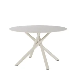Drawer MATTHEO Table à manger 4 personnes ronde effet travertin et métal ø120cm
