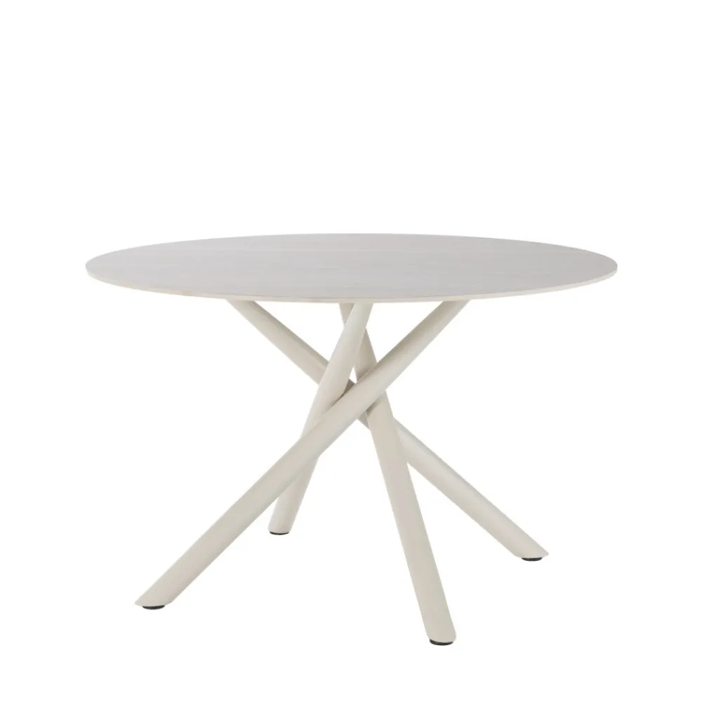Drawer MATTHEO Table à manger 4 personnes ronde effet travertin et métal ø120cm