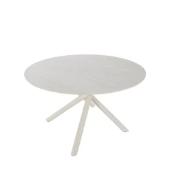 Drawer MATTHEO Table à manger 4 personnes ronde effet travertin et métal ø120cm