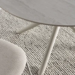 Drawer MATTHEO Table à manger 4 personnes ronde effet travertin et métal ø120cm