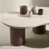 Venture Home MEGG Table basse organique effet travertin et bois 130x78cm