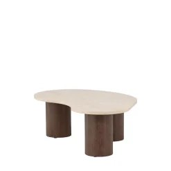 Venture Home MEGG Table basse organique effet travertin et bois 130x78cm