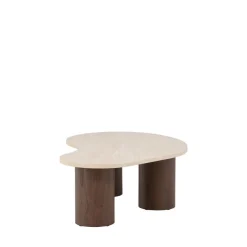 Venture Home MEGG Table basse organique effet travertin et bois 130x78cm