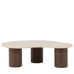Venture Home MEGG Table basse organique effet travertin et bois 130x78cm