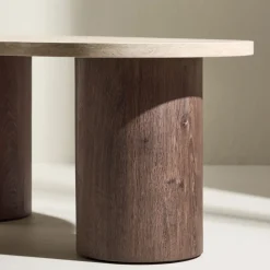 Venture Home MEGG Table basse organique effet travertin et bois 130x78cm