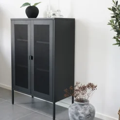 House Nordic MELBOURNE Vaisselier en métal avec portes grillagées