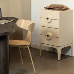 Woood MERGE Petit meuble de rangement 4 tiroirs en bois et métal H89cm