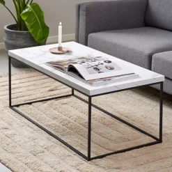 Drawer MIXO Table basse en effet marbre et métal 110x55cm