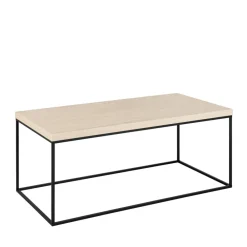 Drawer MIXO Table basse en effet travertin et métal 110x50cm