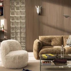 Drawer MO Fauteuil rond en fausse fourrure