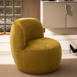 Drawer MO Fauteuil rond en tissu chenille