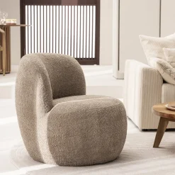 Drawer MO Fauteuil rond en tissu bouclette