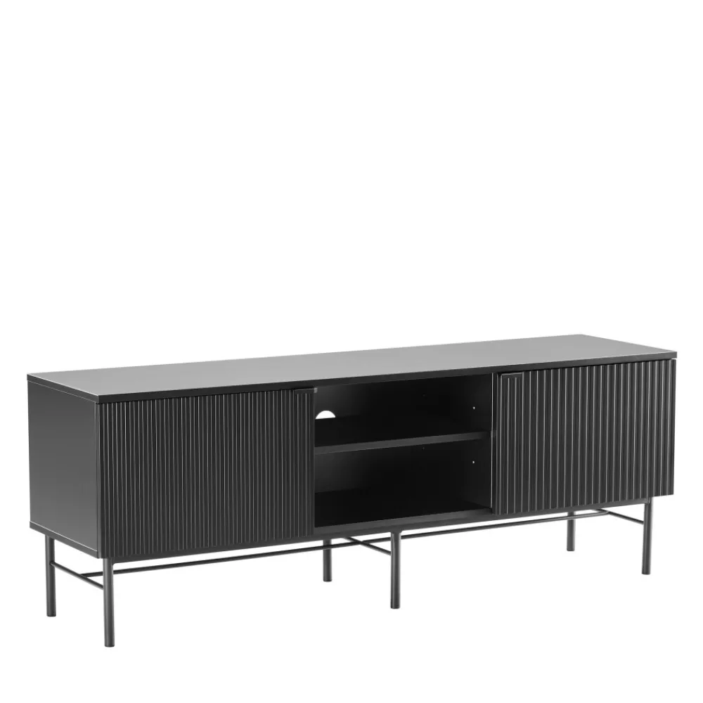 Drawer MOLLY Meuble tv 2 portes, 2 niches en bois et métal L150cm