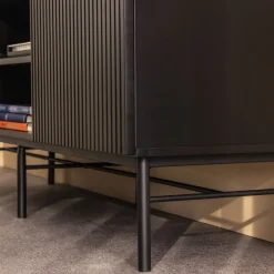 Drawer MOLLY Meuble tv 2 portes, 2 niches en bois et métal L150cm