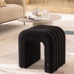 Drawer MUI Lot de 2 tabourets rembourrés en tissu bouclette