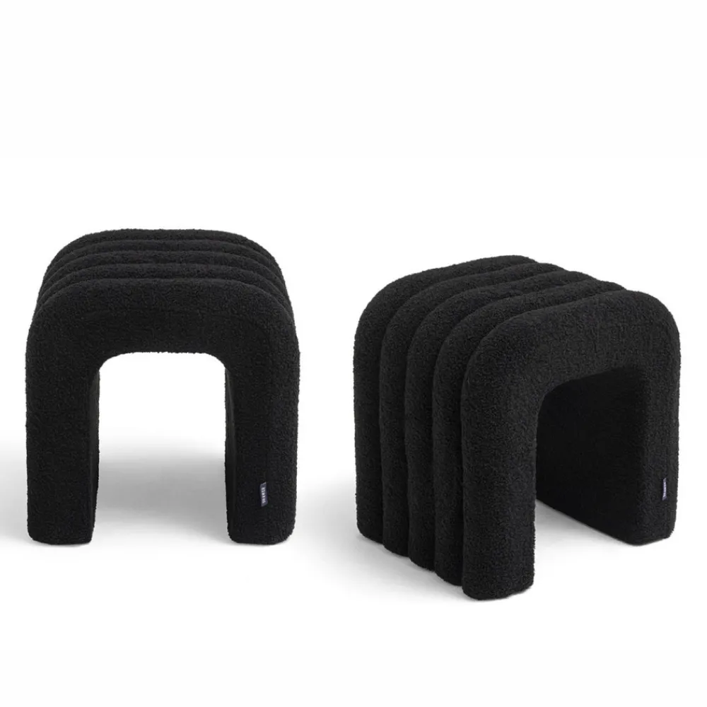 Drawer MUI Lot de 2 tabourets rembourrés en tissu bouclette